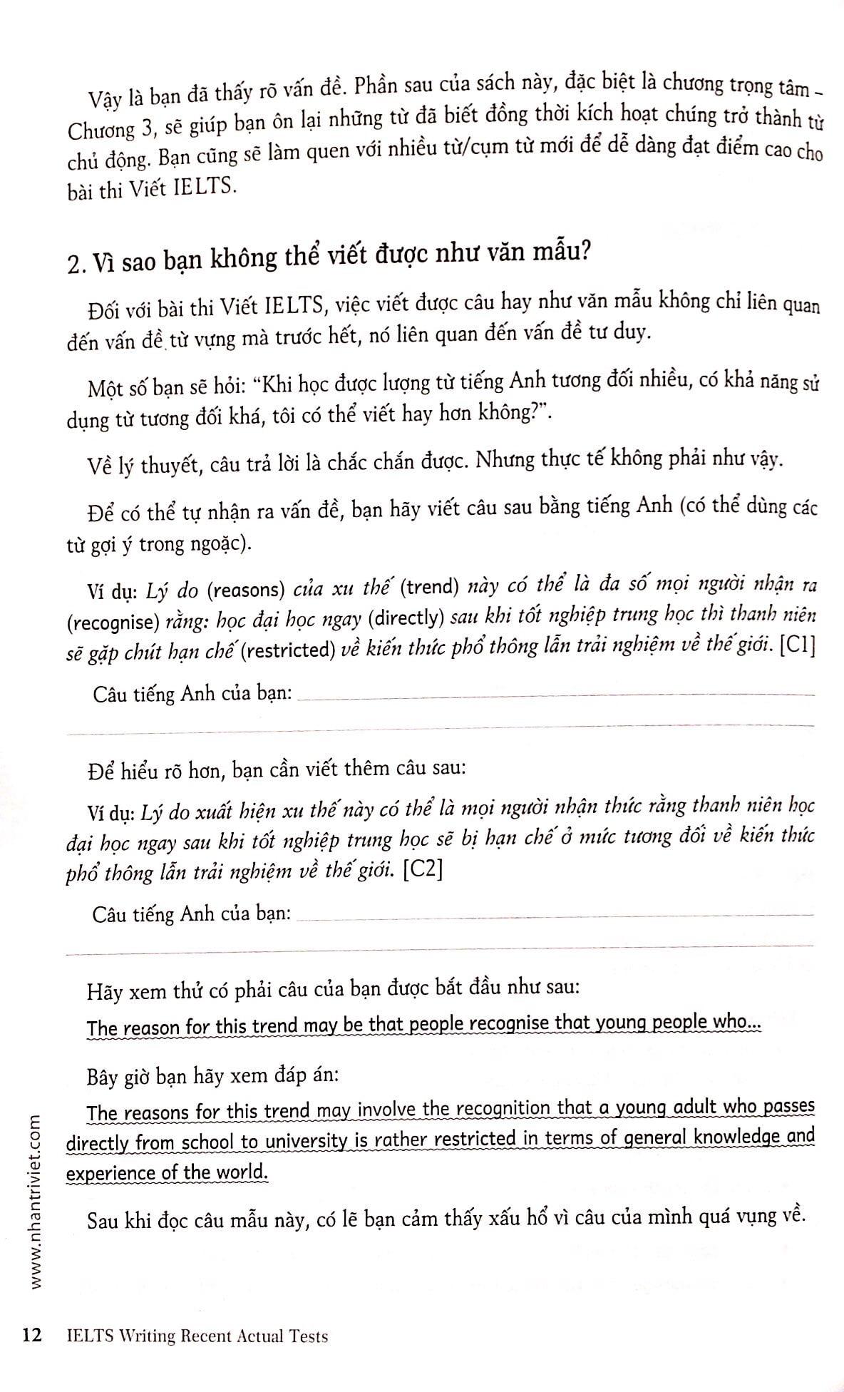 IELTS Writing Recent Actual Tests (Không CD)