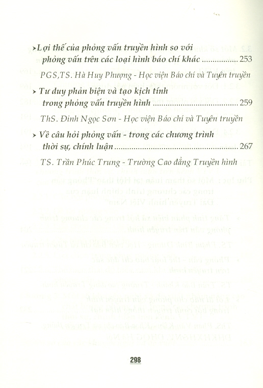 Phỏng Vấn Trong Chính Luận Truyền Hình