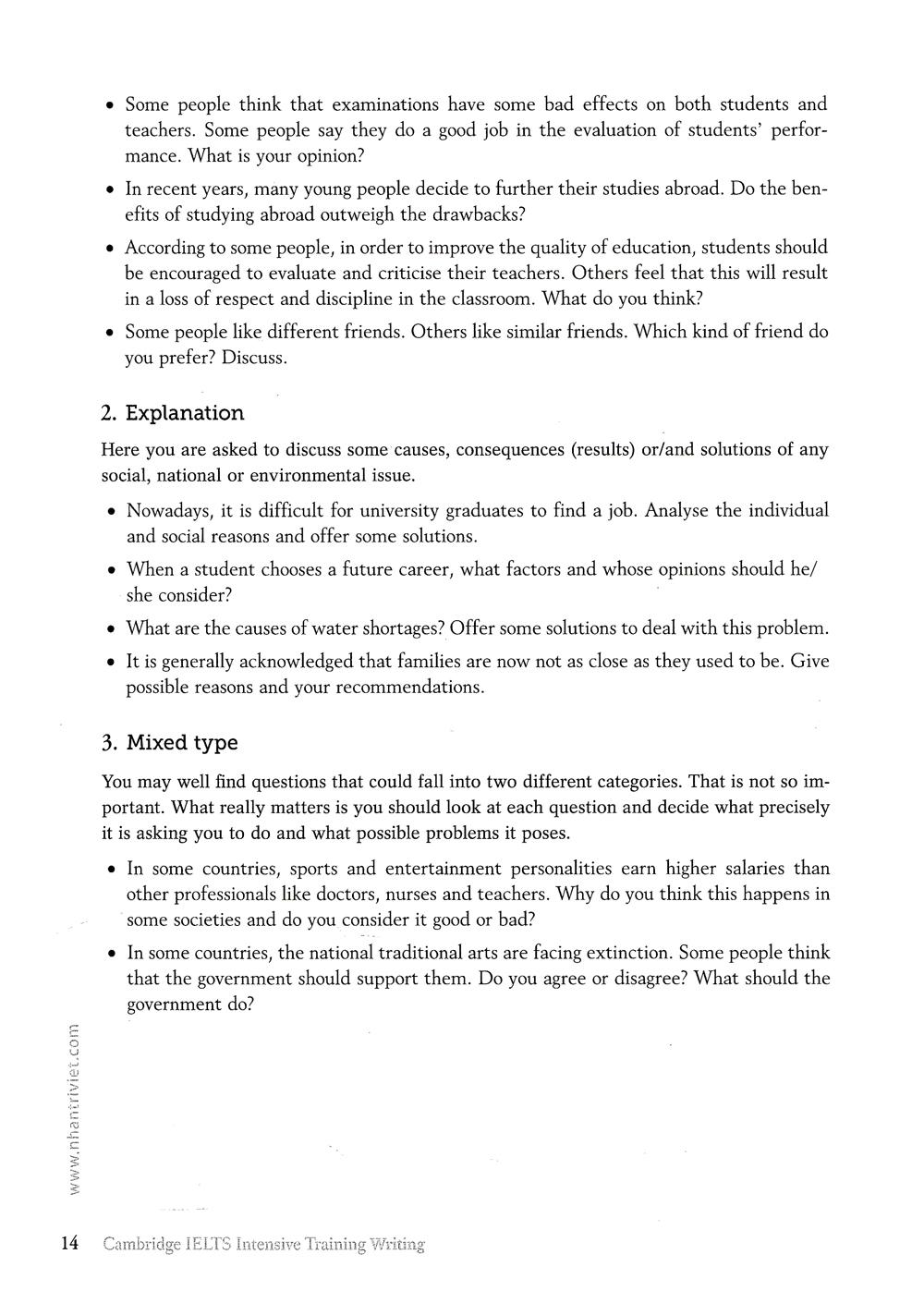Cambridge IELTS Intensive Training Writing (Không CD)