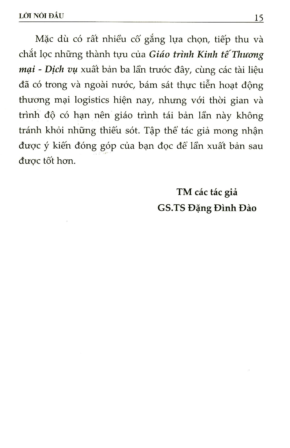 Giáo Trình Kinh Tế Thương Mại-Dịch Vụ (Dành Cho Ngành Kinh Tế, Logistics Và Quản Trị Kinh Doanh)
