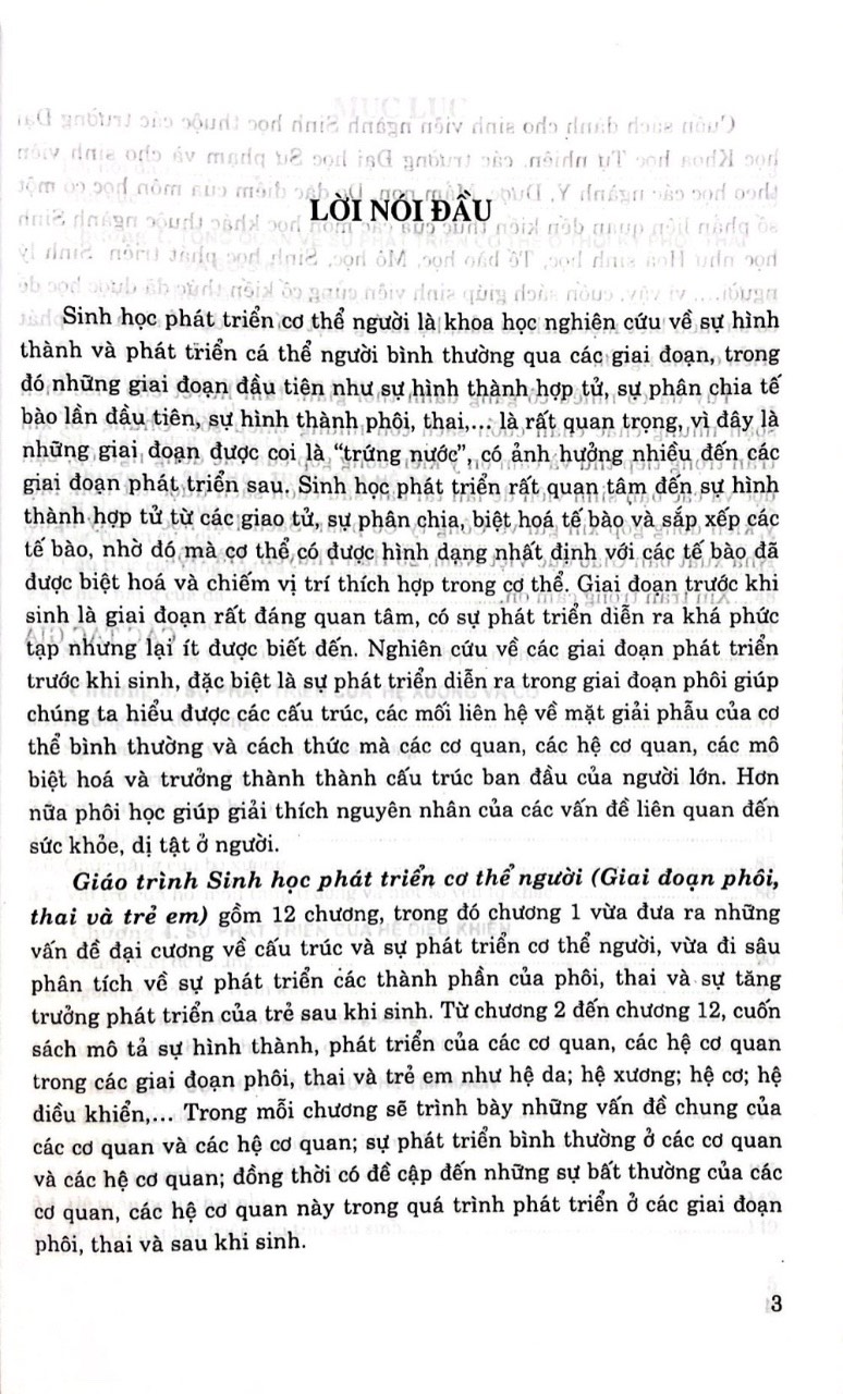 Giáo Trình Sinh Học Phát Triển Cơ Thể Người ( Giai đoạn phôi, thai và trẻ em)