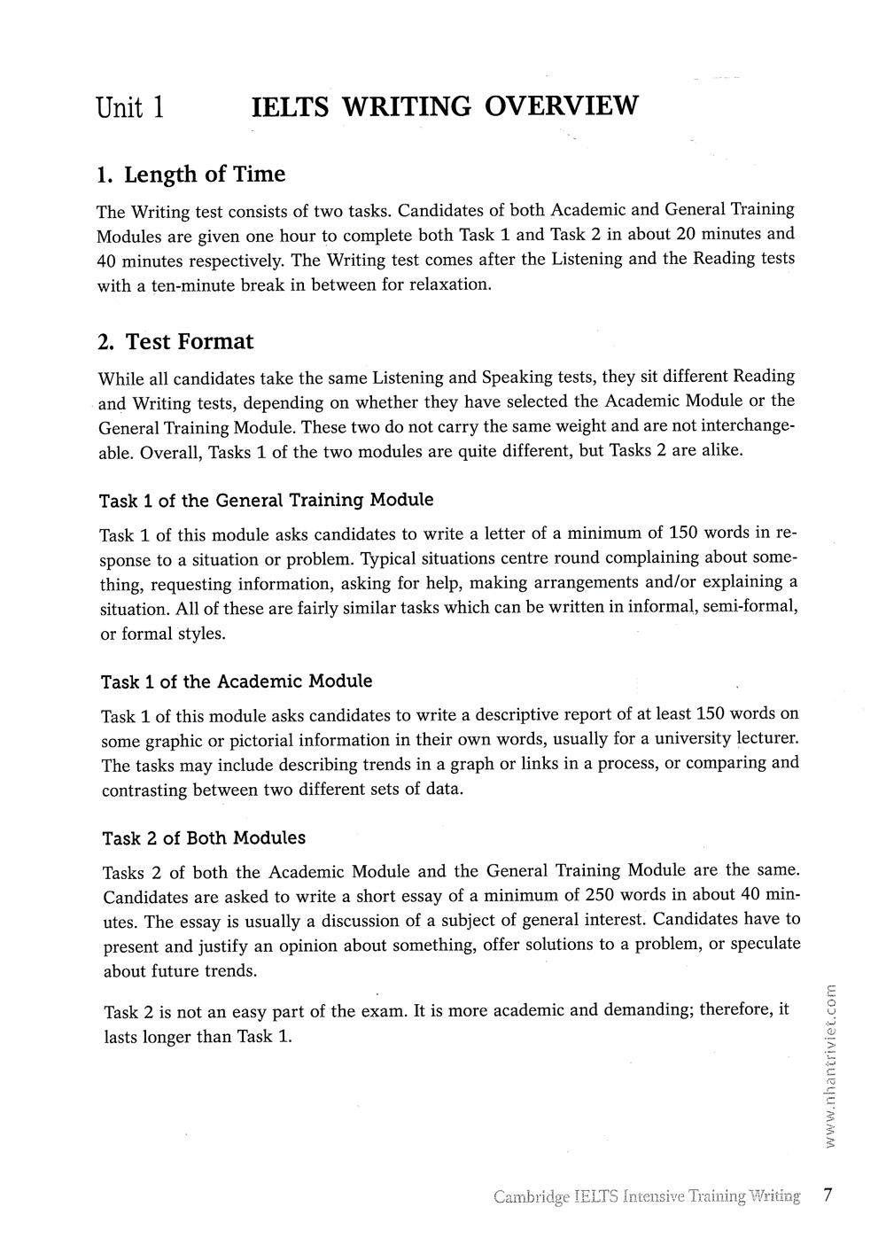 Cambridge IELTS Intensive Training Writing (Không CD)