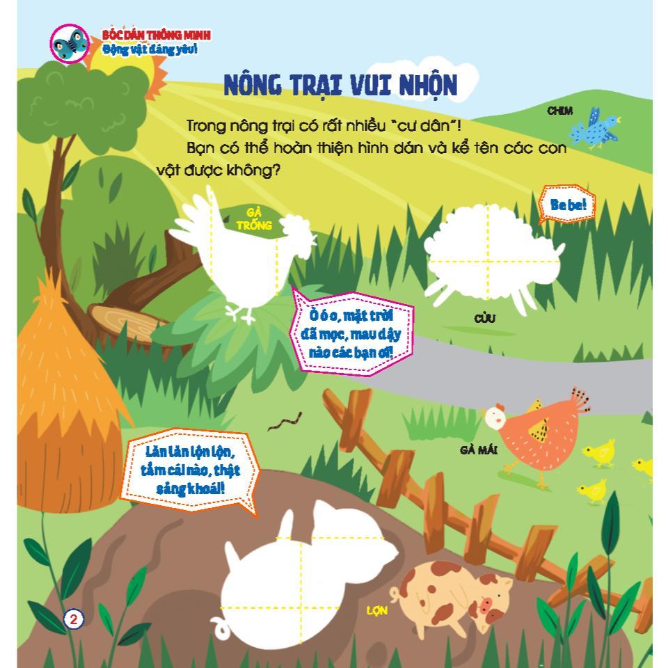Sách - Bóc Dán Thông Minh - Động Vật Đáng Yêu - Cho Bé 3 - 7 Tuổi - Minh Thắng