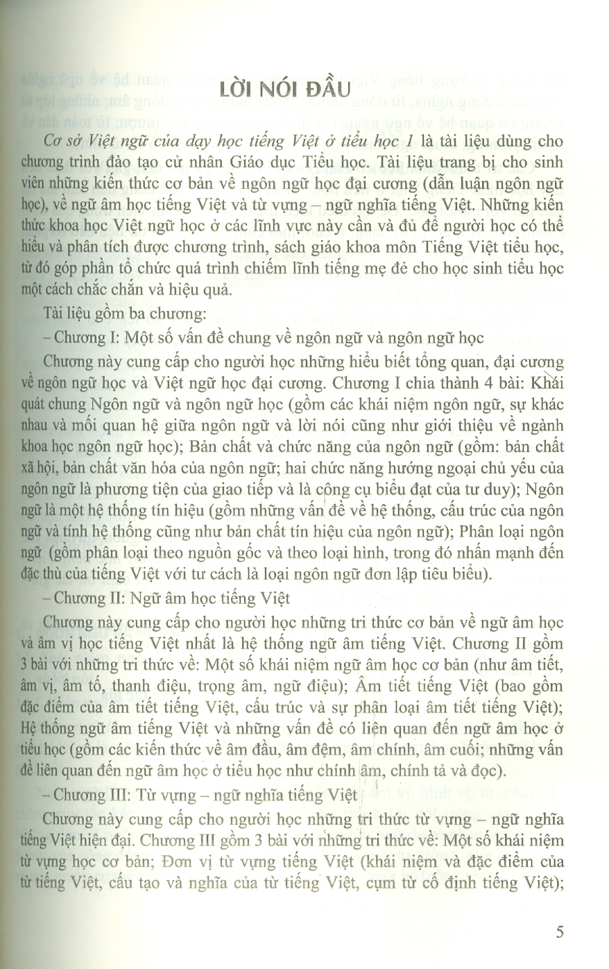 Cơ sở Việt ngữ của dạy học Tiếng Việt ở tiểu học 1 - Đỗ Xuân Thảo (Chủ biên), Lê Hữu Tỉnh