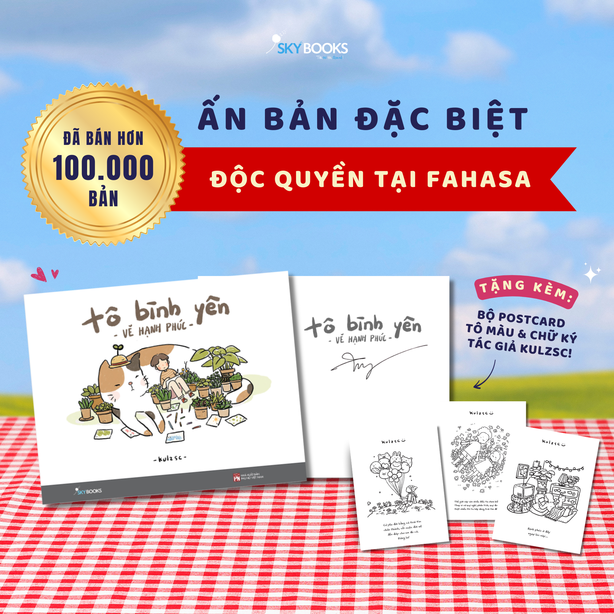 Sách - Tô Bình Yên Vẽ Hạnh Phúc - Bản Đặc Biệt - Tặng Kèm Chữ Ký Tác Giả + Bộ 3 Postcard - Độc Quyền Fahasa