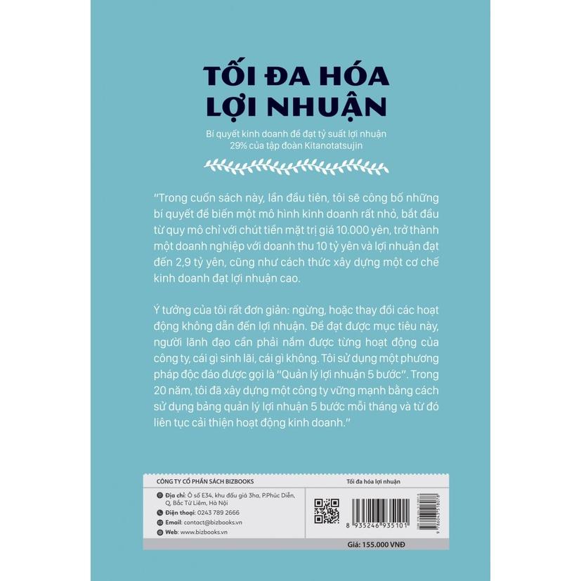 Sách Tối đa hóa lợi nhuận: Bí quyết kinh doanh để đạt tỷ suất lợi nhuận 29% của tập đoàn Kitanotatsujin - MCBOOKS - BẢN QUYỀN