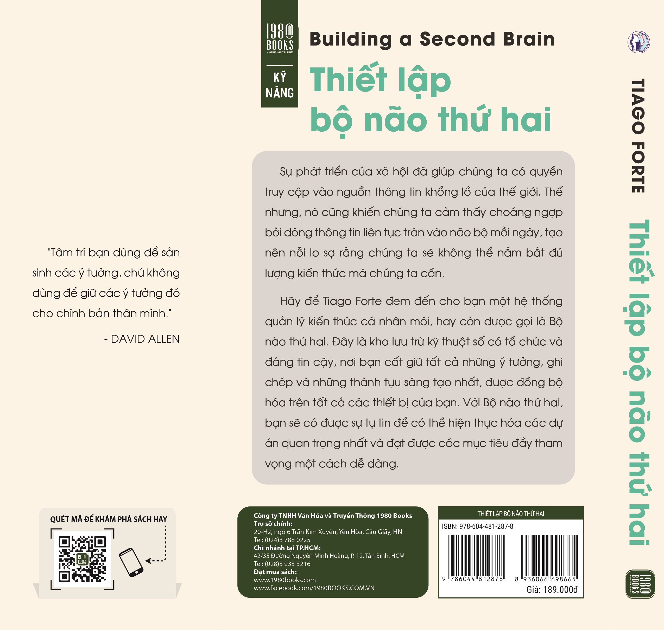 Sách - Building A Second Brian, Thiết Lập Bộ Não Thứ 2 - Tiago Forte