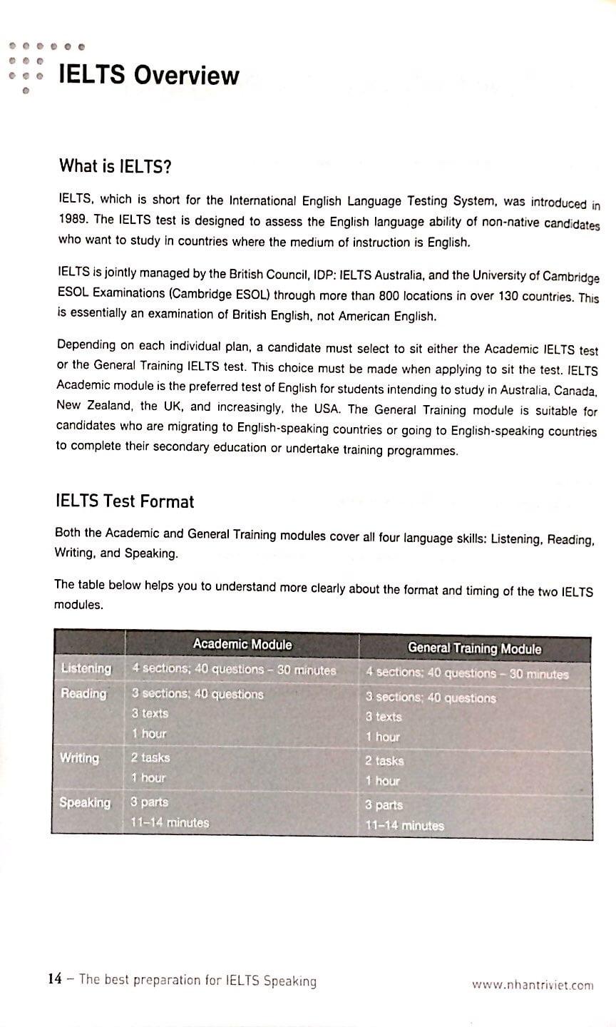 The Best Preparation For IELTS Speaking (Kèm CD)