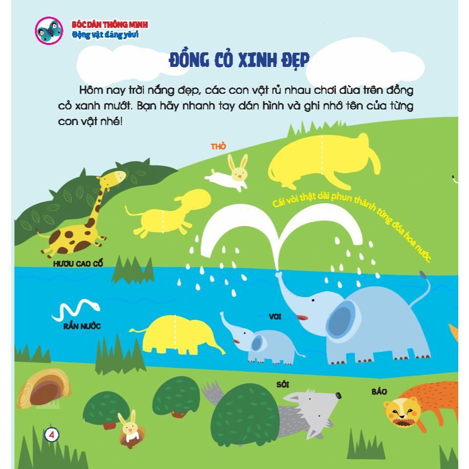 Sách - Bóc Dán Thông Minh - Động Vật Đáng Yêu - Cho Bé 3 - 7 Tuổi - Minh Thắng