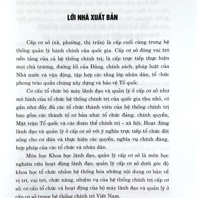 Giáo Trình Lãnh Đạo Và Quản Lý Cấp Cơ Sở