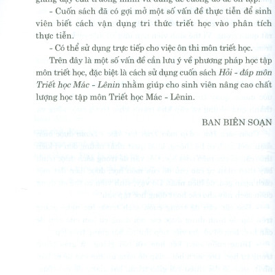 Hỏi - Đáp Môn Triết Học Mác - Lênin (Dùng cho bậc đại học hệ chuyên và không chuyên lý luận chính trị)