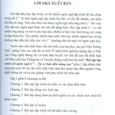 BÀI TẬP LẬP TRÌNH VỚI NGÔN NGỮ C++ TỪ CƠ BẢN ĐẾN NÂNG CAO - TẬP 1