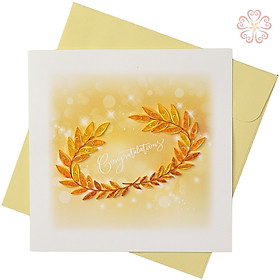 Thiệp chúc mừng giấy xoắn - vòng nguyệt quế - size 15x15cm 