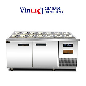 [HÀNG CHÍNH HÃNG] Tủ bàn salad 1m2 cánh inox Viner