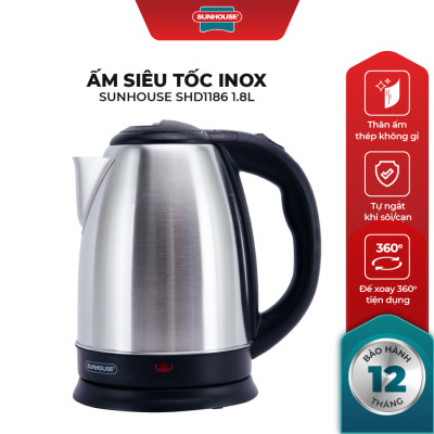 Ấm Siêu Tốc Inox Sunhouse SHD1186 - 1.8L - Hàng chính hãng