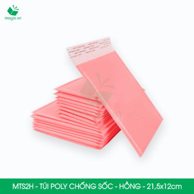 MTS2H - 21.5x12cm - COMBO 100 TÚI GÓI HÀNG CHỐNG SỐC BỌC BÓNG KHÍ MÀU HỒNG PASTEL
