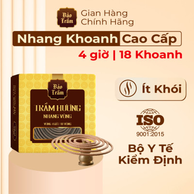 Trầm Hương Khoanh 4 Giờ – Hộp Vàng 18 Miếng | Bảo Trầm | Thơm Sâu Tự Nhiên, Không Hóa Chất