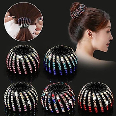 Kẹp búi tóc tròn đính đá cực đẹp Kiểu Hàn Quốc sang trọng lấp lánh