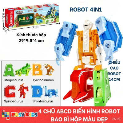Đồ Chơi Bảng 26 Chữ Cái Biến Hình Lắp Ghép Chiến Binh Robot Khủng Long Lớn Sáng Tạo Chữ Số Và Dấu