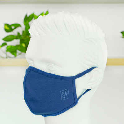 Set 3 khẩu trang vải nam - nữ - trẻ em kháng khuẩn cao cấp NEQI FACEMASK Đức, màu xanh dương thời trang, lọc 98% bụi mịn