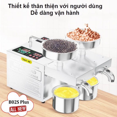 Máy ép dầu ăn thực vật 2 đầu kép đa năng thương hiệu Mỹ cao cấp Septree B02S Plus - Công suất 1900W - Hàng chính hãng