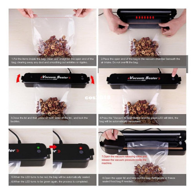 Máy Hút Chân Không thực phẩm hàn miệng túi Vacuum Sealer dùng cho gia đình, hút khỏe, hết khí + Tặng 10 túi - Hàng nhập khẩu