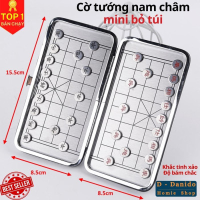 Cờ tướng nam châm bỏ túi cao cấp - Cờ tướng nam châm hộp da có bàn là hộp đựng - Hàng chính hãng  D Danido