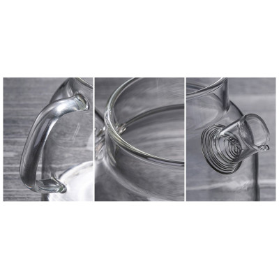 Bình Đựng Trà Thủy Tinh Nắp Gỗ Vòi Cụt Đủ Size 700ml, 1000ml