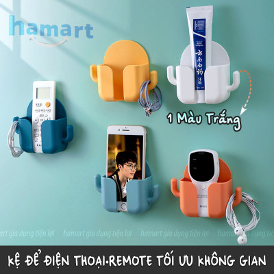 Giá Để Điện Thoại Dán Tường Đa Năng Đựng Điều Khiển Remote Màu Trắng Keo Siêu Dính Tiện Lợi