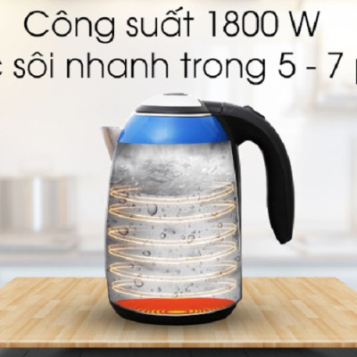 Bình Ấm Siêu Tốc Điện Inox 2 Lớp Sunhouse SHD1382 - Màu Ngẫu Nhiên - Chính Hãng