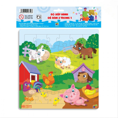 Bộ 2 Tranh Xếp Hình 36 Mảnh Để Bàn 23 x 23 cm - Minh Châu C2-011