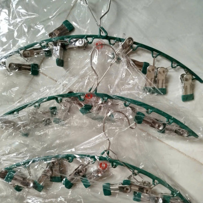 Móc Treo Quần Áo, Combo 3 Móc Phơi Đồ Chống Rơi, Mỗi Móc Có 10 Kẹp, Móc Treo Đồ Lót, Tất Vớ