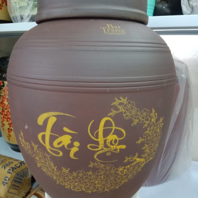 Hũ sành tài lộc đựng rượu gốm sứ Bát Tràng loại 20L