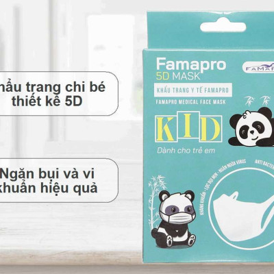 Hộp 10 Khẩu Trang Trẻ Em 5D Mask Quai Vải