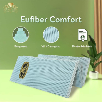 Nệm bông ép  Kim Cương EUFIBER COMFORT-Bảo hành 10 năm-Gấp 3 - Di chuyển dễ dàng.