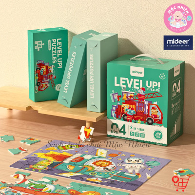 Đồ Chơi Xếp Hình Puzzle Level 4 Mideer - Kỳ lân Ngựa hồng - Giao thông - Khủng long (gồm 03 tranh 54 - 70 và 88 Mảnh Ghép)
