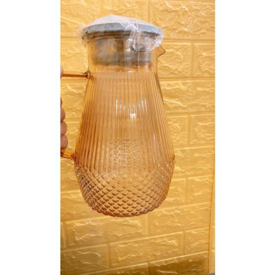 Bình đựng nước uống thủy tinh vàng vân kim cương hạt nhỏ ( giao ngẫu nhiên vân hạt )