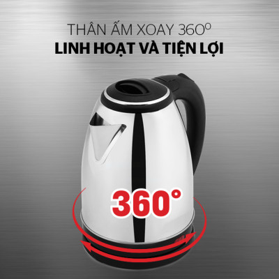 Ấm Siêu Tốc Điện Inox 1.8 lít - Hàng Chính Hãng