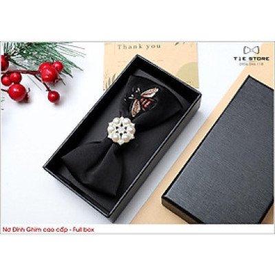 Nơ Chú Rể Cao Cấp, Nơ Đính Phụ Kiện ghim đính ngọc - Full Box