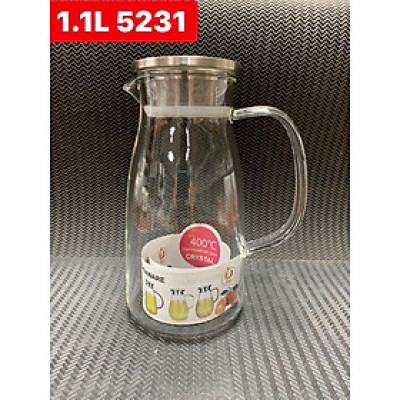 BÌNH ĐỰNG NƯỚC THỦY TINH CHỊU NHIỆT CAO CẤP NẮP INOX - ANTH674