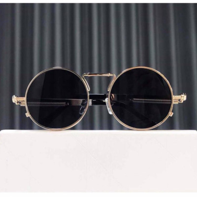 Kính râm Mắt tròn gọng xoắn lò xo cao cấp (ĐEN)