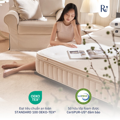 Nệm Hybrid Ru9 25cm - Công Nghệ Mới Kết Hợp Túi Lò Xo Và Foam | Tùy Chọn Độ Êm | 4 Kích Thước