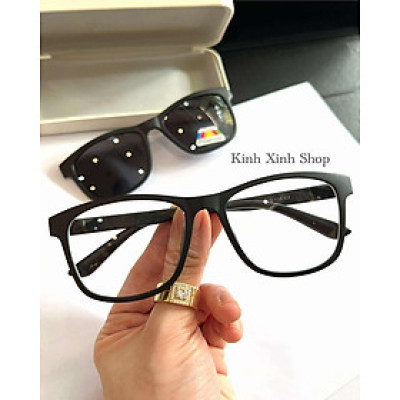 Kính Râm Cận, Gọng Kính Cận, Kính Mắt Thời Trang Clip On 2in1 Dáng Vuông Form To Gọng Nhựa Ultem