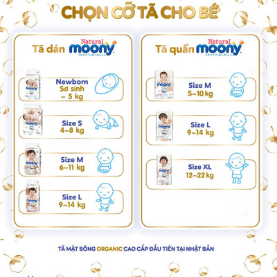 Bỉm - Tã dán Moony Natural Newborn 63 miếng