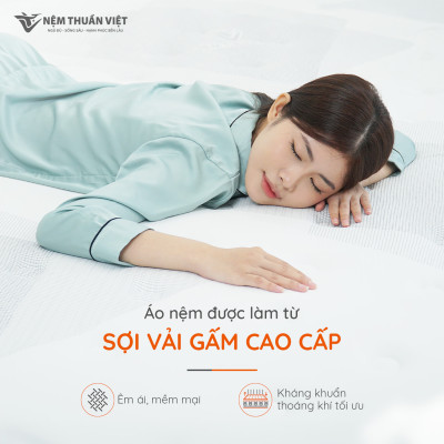 Nệm Lò Xo Thuần Việt Elite 22cm - Túi Lò Xo Độc Lập Giảm Tiếng Ồn, Gấp 3 Êm Ái & Thoáng Khí - Cuộn Hút Chân Không Tiện Lợi, Dễ Dàng Vận Chuyển