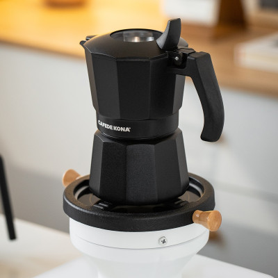 Bình moka nhôm 2 cup 90ml màu đen CAFE DE KONA