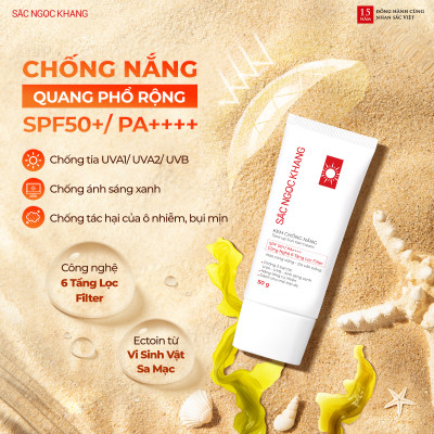 Kem chống nắng Sắc Ngọc Khang 50g giúp chống nắng hiệu quả với chỉ số SPF50, PA++++