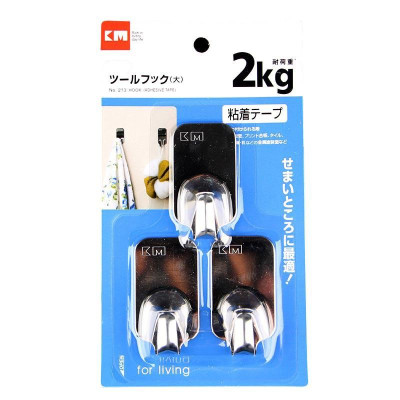 Bộ 3 Móc Dính Tường Inox 2kg KM-213 Hàng Nhật sd mọi bề mặt