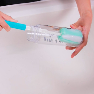 Combo 01 Bình đựng nước Pearl Metal Life Gourier + 01 Dụng cụ cọ rửa bình nước, chai lọ cán dài Kokubo- Made in Japan