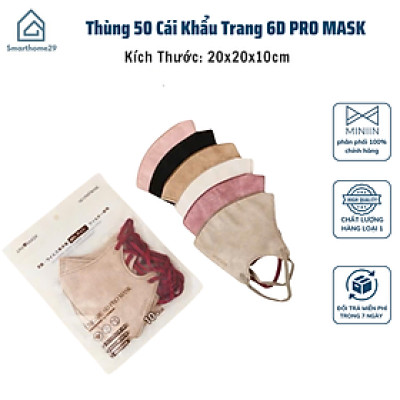 Thùng 50 Cái Khẩu Trang 6D PRO MASK Airfit – Khẩu Trang 6D UNICARE Pro Mask Cao Cấp, Phiếu Kiểm Định Chất Lượng - HÀNG CHÍNH HÃNG MINIIN